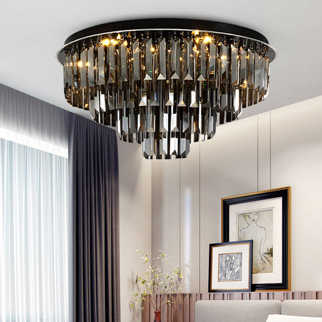 Crystal Symphony: Modern Layered Led Ceiling Light For Dining Rooms