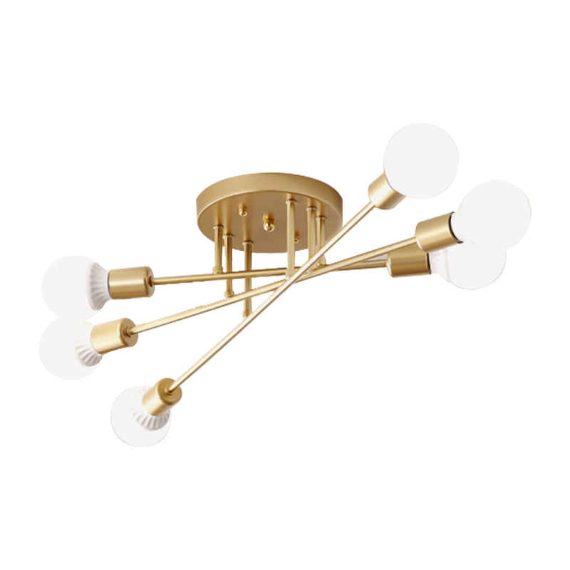 Haven Modern Semi - Flush Mount Chandelier: Bold Style With Exposed Bulbs For Your Bedroom