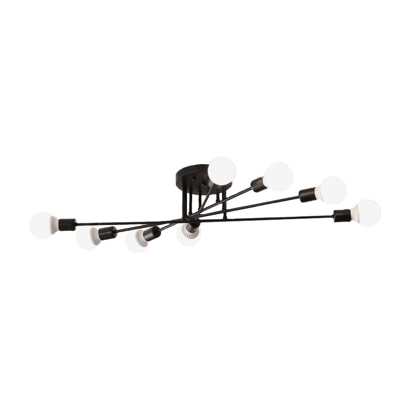 Haven Modern Semi - Flush Mount Chandelier: Bold Style With Exposed Bulbs For Your Bedroom