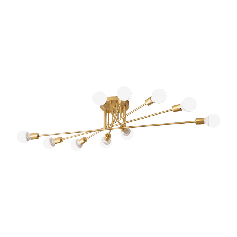 Haven Modern Semi - Flush Mount Chandelier: Bold Style With Exposed Bulbs For Your Bedroom