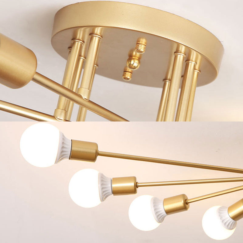 Haven Modern Semi - Flush Mount Chandelier: Bold Style With Exposed Bulbs For Your Bedroom