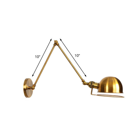 Vintage Style Swing Arm Wall Light With Brass/Copper Finish And Bowl Shade - 1 - Light Mount Design