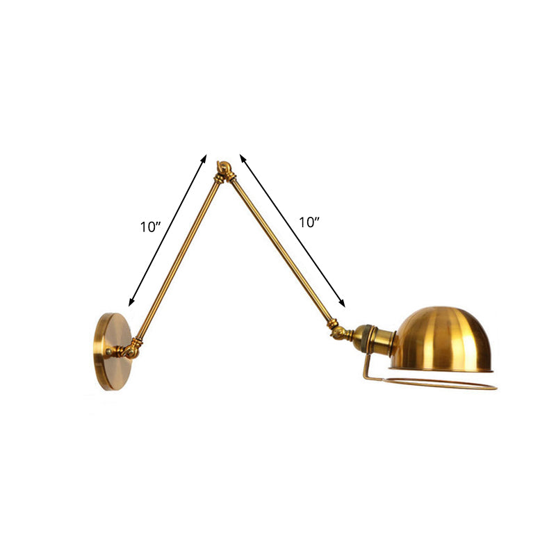 Vintage Style Swing Arm Wall Light With Brass/Copper Finish And Bowl Shade - 1 - Light Mount Design