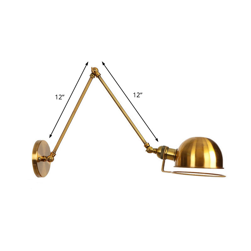 Vintage Style Swing Arm Wall Light With Brass/Copper Finish And Bowl Shade - 1 - Light Mount Design