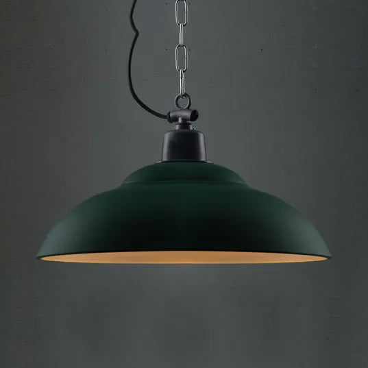 Adalynn Industrial Pendant: Dual Shades & Vintage Charm (Black Green Pendant Lighting