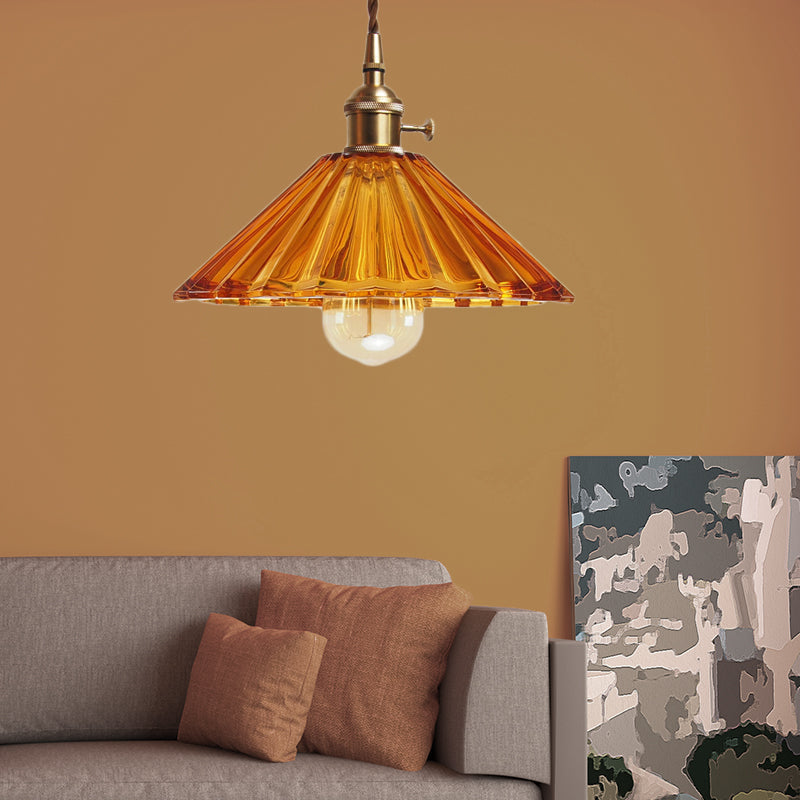 Caroline Scalloped Glass Pendant Lamp - Brass Accents For Contemporary Spaces Orange