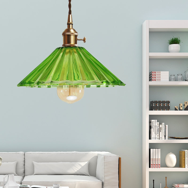 Caroline Scalloped Glass Pendant Lamp - Brass Accents For Contemporary Spaces Green