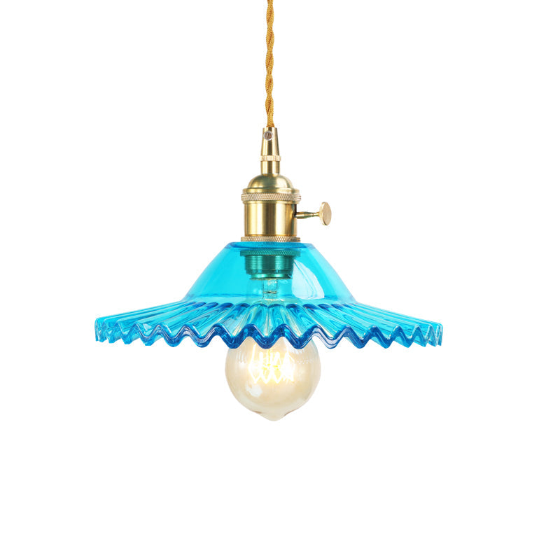 Introducing ’Beatrice’ - The Industrial Scalloped Pendant Light (Blue Prismatic Glass)