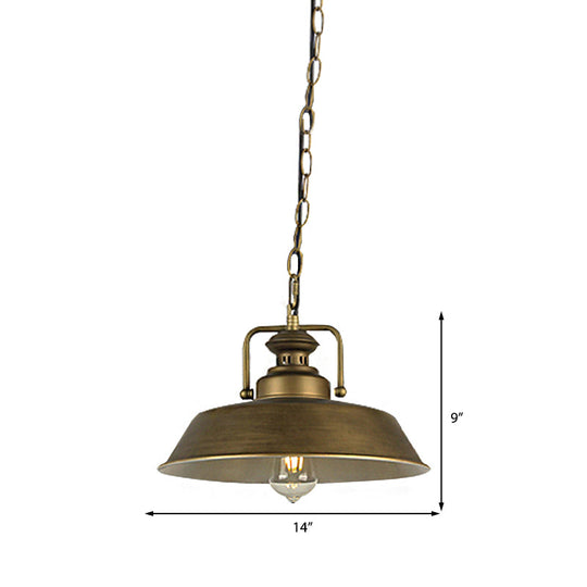 Vintage Metallic Barn Shade Pendant Lamp - Antique Brass Ceiling Light For Dining Room Pendant Light