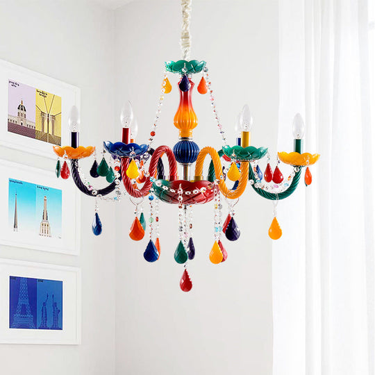 Sparkly Fun: Kids’ Adjustable Crystal Chandelier (6 - Light)