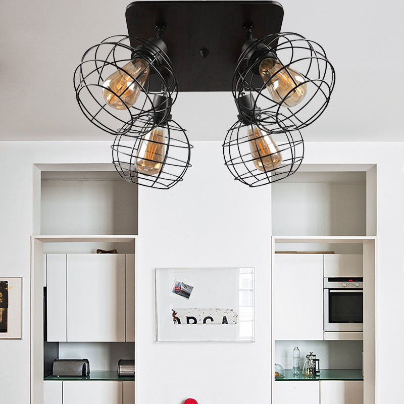 Embrace Industrial Charm And Ample Illumination: The Global Cage Semi - Flush Ceiling Light 4 /