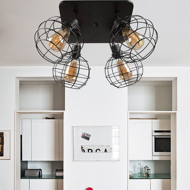 Embrace Industrial Charm And Ample Illumination: The Global Cage Semi - Flush Ceiling Light 4 /