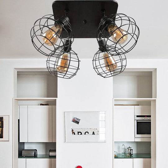 Embrace Industrial Charm And Ample Illumination: The Global Cage Semi - Flush Ceiling Light Fixtures