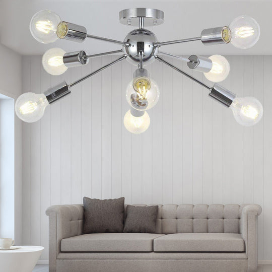 Lily’s Modern 8 - Head Metal Linear Semi Flush Mount Ceiling Lamp - Perfect For Restaurants Light