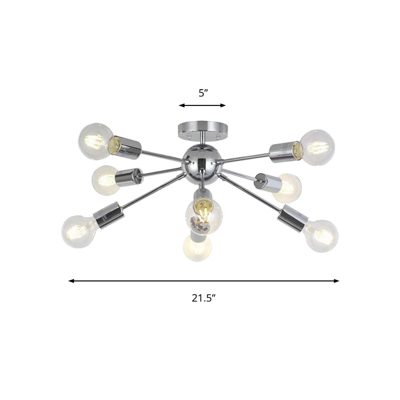 Lily’s Modern 8 - Head Metal Linear Semi Flush Mount Ceiling Lamp - Perfect For Restaurants Light