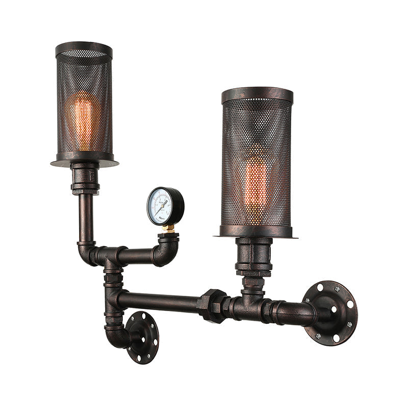 Infuse Industrial Charm With Dual - Bulb Functionality: The Black Metal Sconce Light Mesh Shade