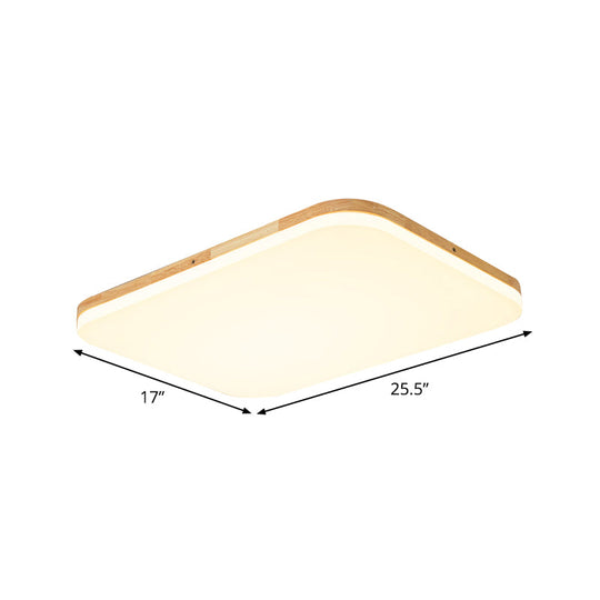 Beige Acrylic Flush Mount Ceiling Light For Living Room - 25.5’/34’ Rectangle Shape