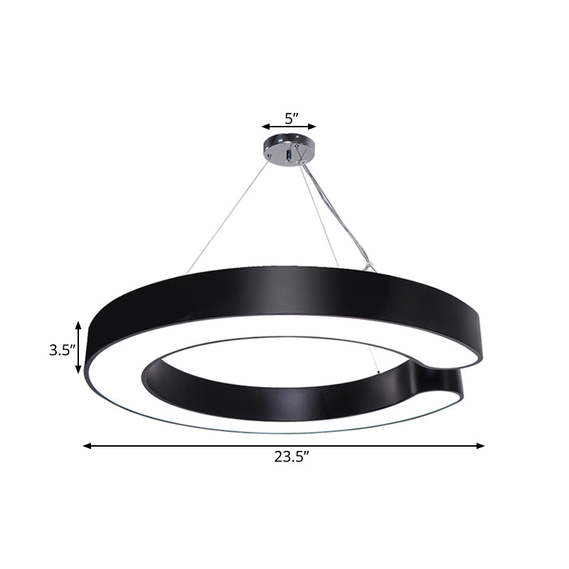 Blake’s Bold C - Curve: Modern Led Pendant Lamp In Black Or White Ceiling Light