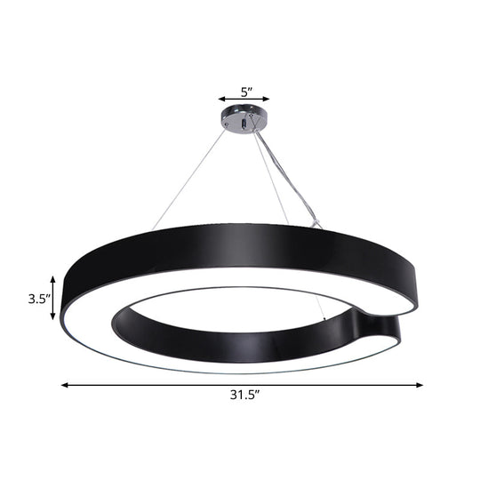 Blake’s Bold C - Curve: Modern Led Pendant Lamp In Black Or White Ceiling Light