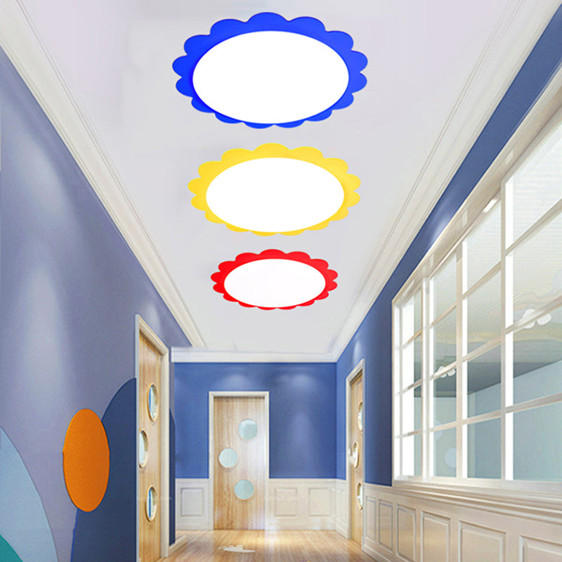 Blooming Beauty: Cartoon Flower Led Ceiling Light Blue / White