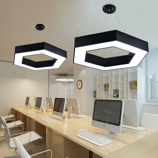 Blakely Modern Hexagonal Led Pendant: Illuminate Your Office With Style And Functionality Black /