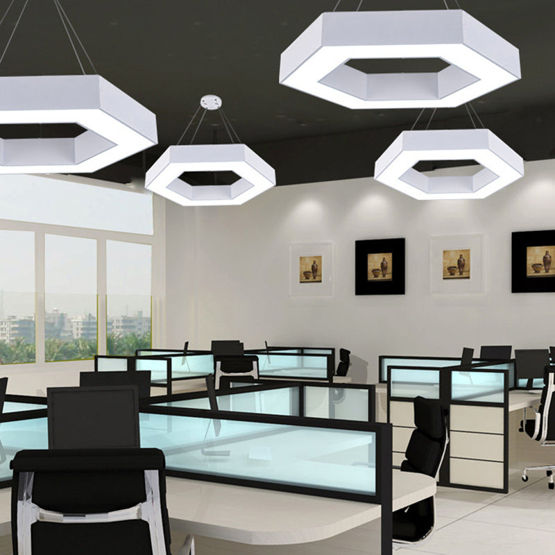 Blakely Modern Hexagonal Led Pendant: Illuminate Your Office With Style And Functionality White /