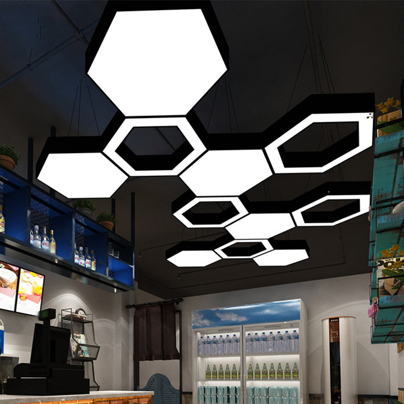 Modern Black Hexagonal Led Pendant Light