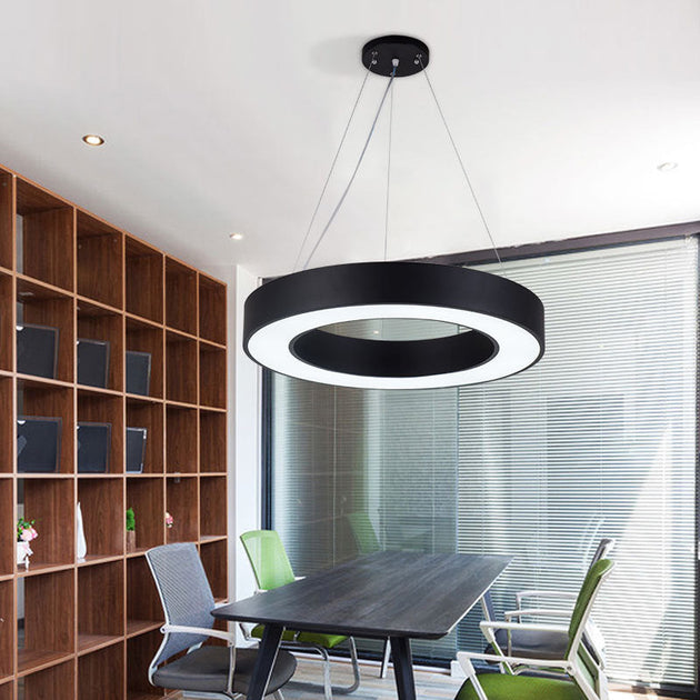 Avery’s Airy Ambiance: Minimalist Black Hoop Pendant Light / 16’ Lighting