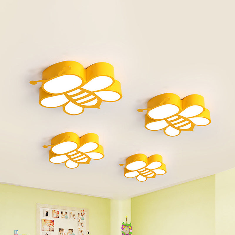 Buzzing With Fun: Cartoon Bee Led Ceiling Lamp For Kids Light Fixtures