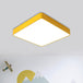 Cheerful Square Light For Kids’ Rooms: Led Flush Mount Fixture Yellow / Warm