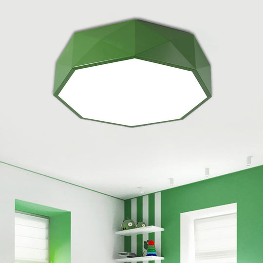 Brighten Your Space With Playful Colors: Acrylic Polygon Led Light Green Ceiling