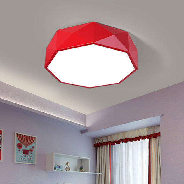 Brighten Your Space With Playful Colors: Acrylic Polygon Led Light Red Ceiling