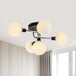 Modern Elegance: Glass Globe Semi - Flush Mount Ceiling Light 5 / White