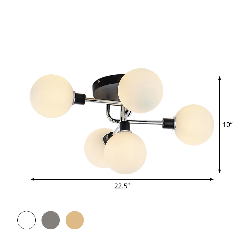 Modern Elegance: Glass Globe Semi - Flush Mount Ceiling Light