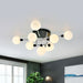 Modern Elegance: Glass Globe Semi - Flush Mount Ceiling Light 9 / White