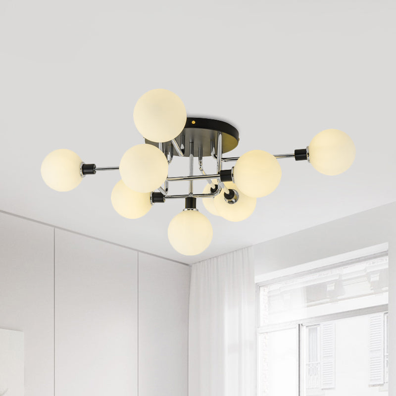 Modern Elegance: Glass Globe Semi - Flush Mount Ceiling Light