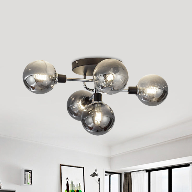 Modern Elegance: Glass Globe Semi - Flush Mount Ceiling Light