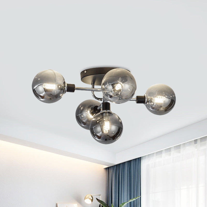 Modern Elegance: Glass Globe Semi - Flush Mount Ceiling Light