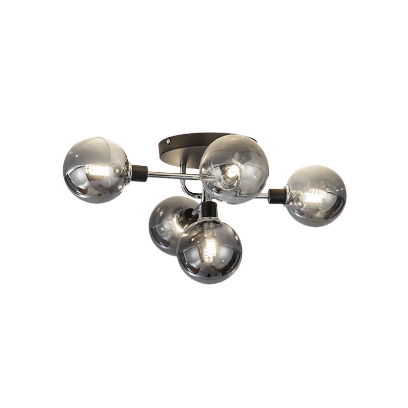 Modern Elegance: Glass Globe Semi - Flush Mount Ceiling Light