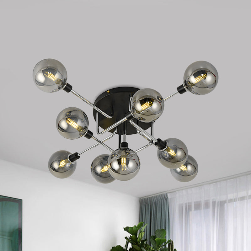 Modern Elegance: Glass Globe Semi - Flush Mount Ceiling Light 9 / Smoke Gray