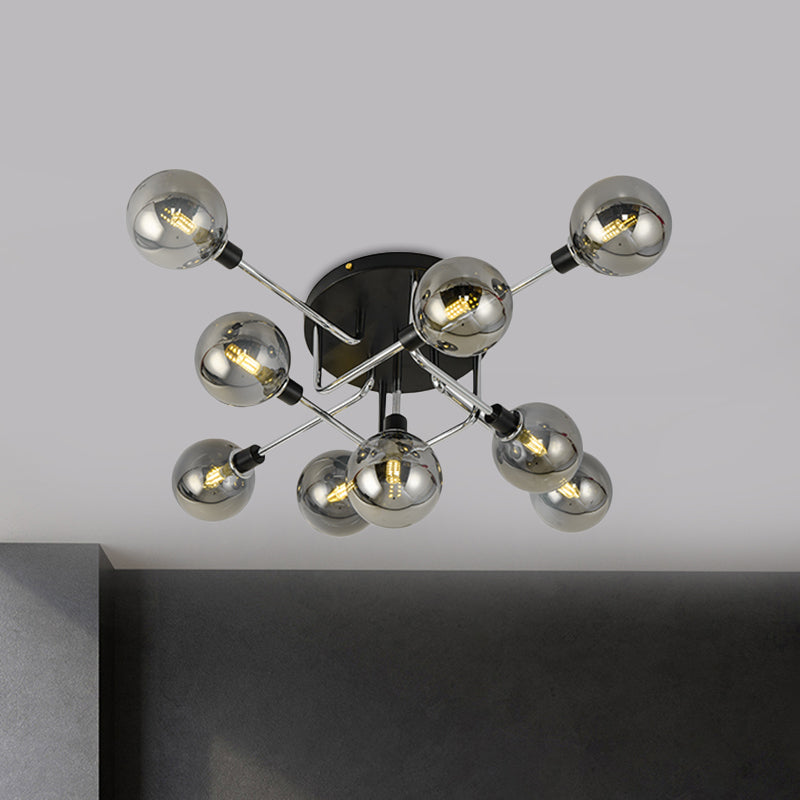 Modern Elegance: Glass Globe Semi - Flush Mount Ceiling Light