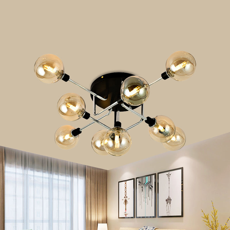 Modern Elegance: Glass Globe Semi - Flush Mount Ceiling Light 9 / Amber