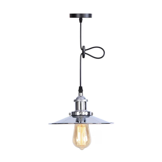 Raelynn Space With The Flared Hanging Light Fixture: Modern Industrial Meets Versatility Chrome