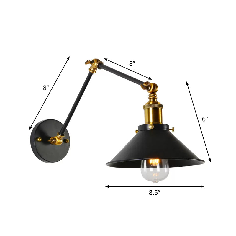 Kaylee Industrial Swing Arm Wall Lamp For Bedroom (Black/White & Brass)