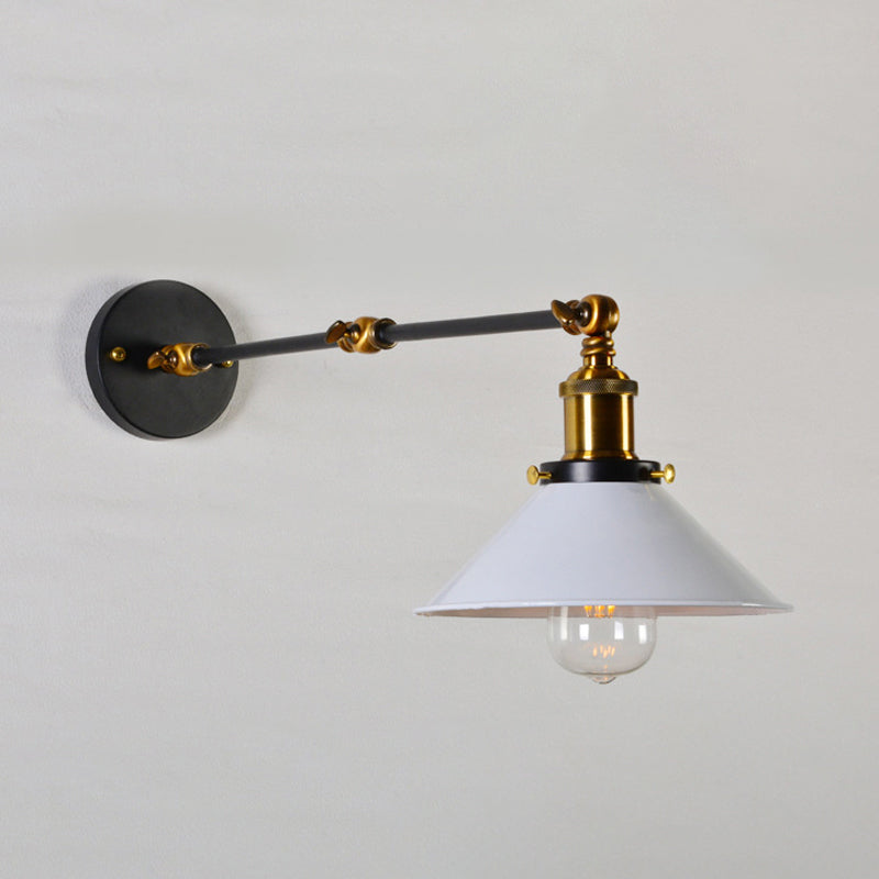 Kaylee Industrial Swing Arm Wall Lamp For Bedroom (Black/White & Brass)