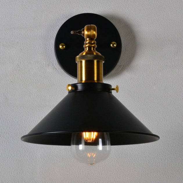 Customizable Charm: The Countryside Metal Cone Wall Lamp Black Wall Lamp