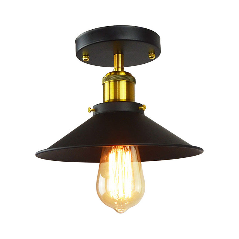 Sarah - Industrial Semi - Flush Mount Ceiling Light With Flared Shade