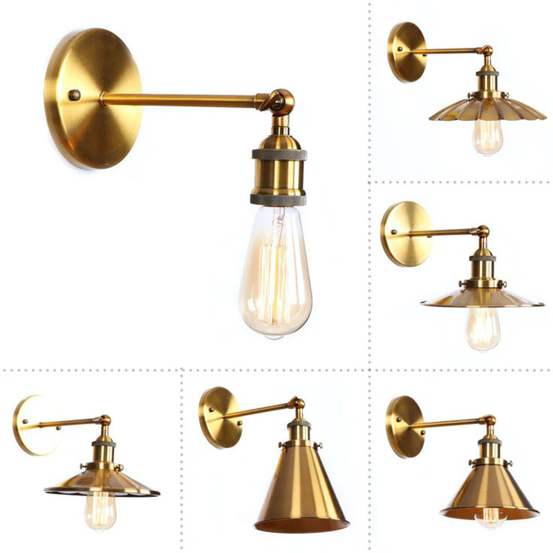 Embrace Industrial Versatility: The Adjustable Wall Sconce With Selectable Shade Brass / A Wall