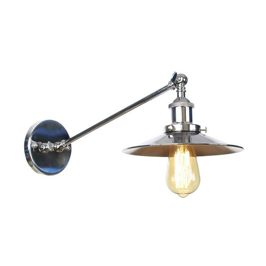 Camille Adjustable Chrome Swing Arm Wall Lamp (Saucer/Horn Shape) / 12’ A Wall Light