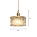 Aurora Gold Cylindrical Ribbed Glass Pendant Lamp - Elegant Clear Ceiling Light For Sitting Rooms